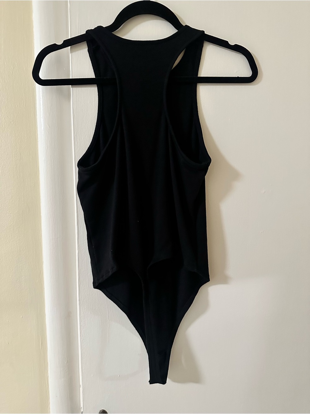 Open Edit Black Ribbed High-Neck Racerback Bodysuit - Picture 2 of 6
